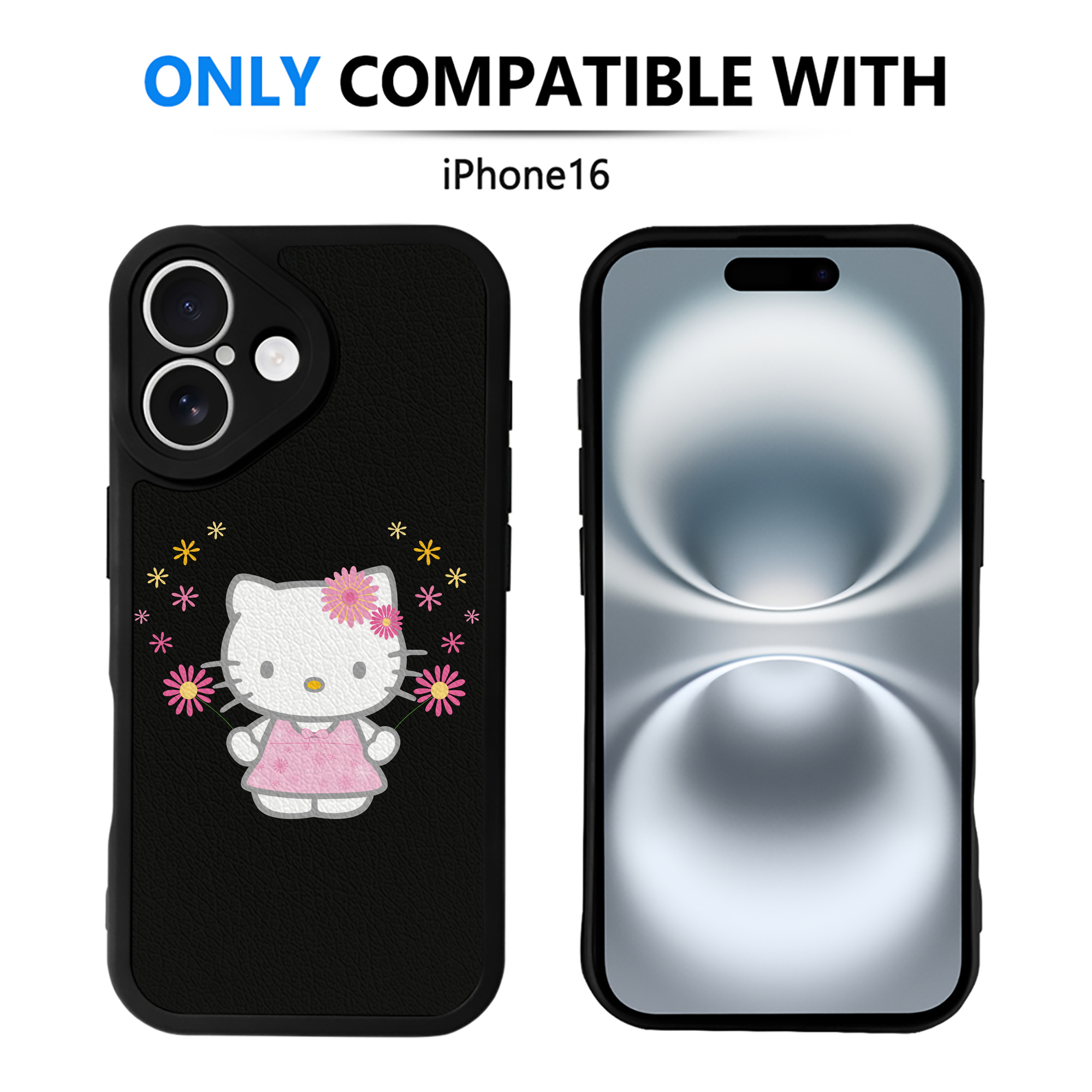 （画像用） Hello Kitty ハローキティ 【iPhone 16シリーズ対応】シリコンスマホケース（レザー調） 材質：シリコン